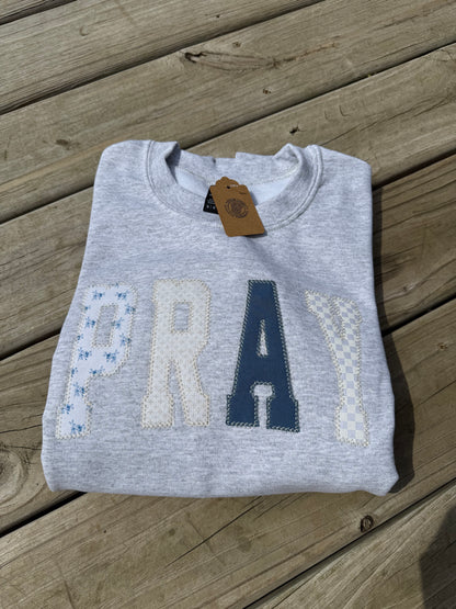 Blue Fabric Pray Crewneck