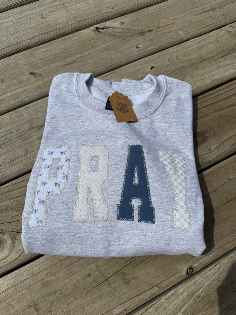 Blue Fabric Pray Crewneck