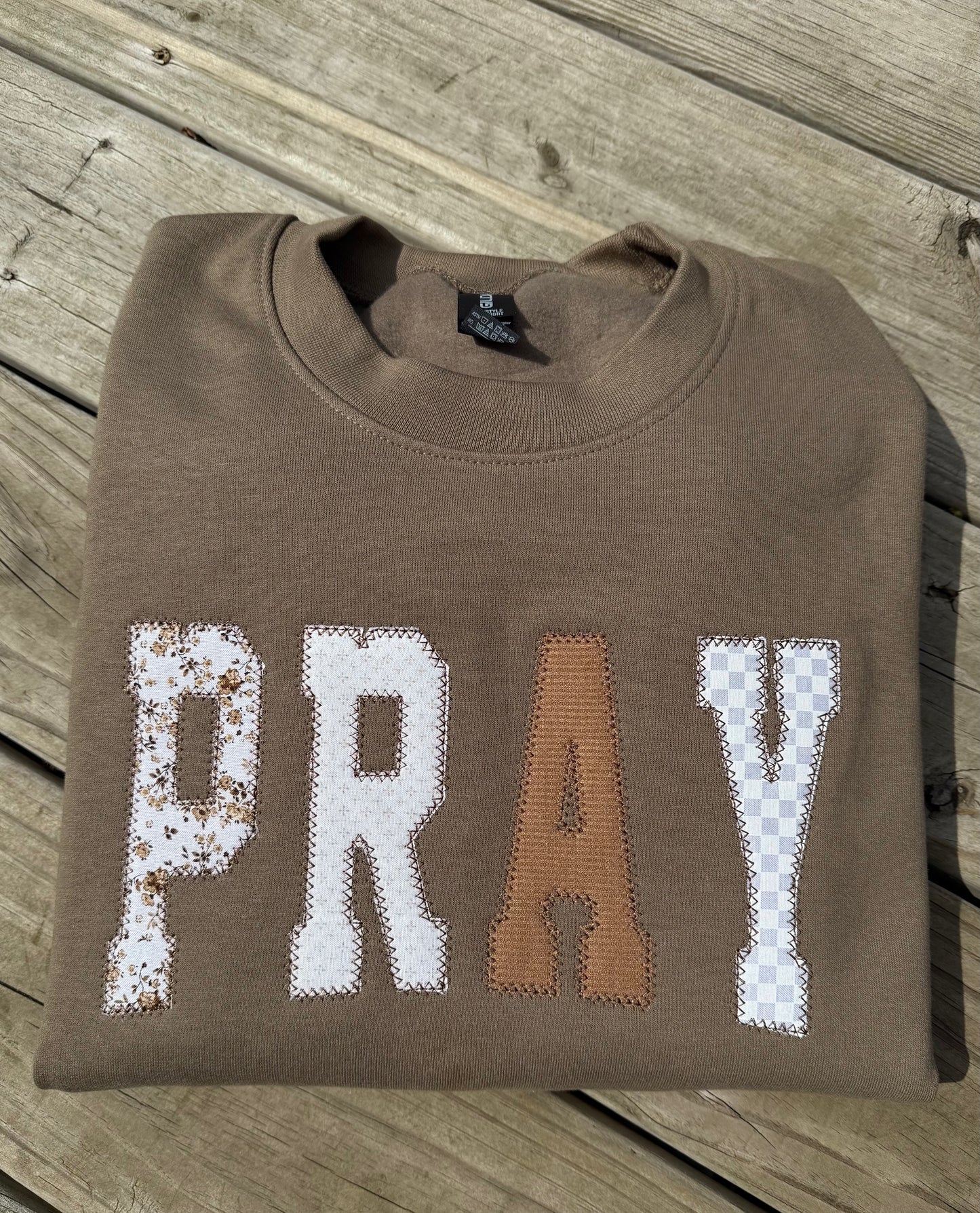 Brown Fabric Pray Crewneck
