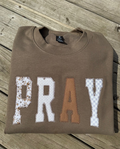 Brown Fabric Pray Crewneck