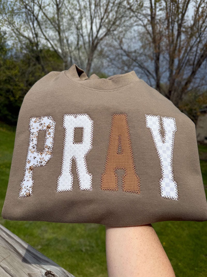 Brown Fabric Pray Crewneck
